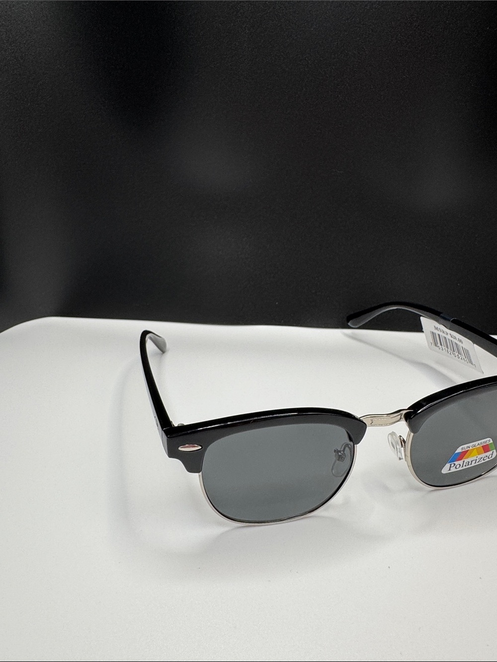 Classic Clubmaster-Style Polarized Sunglasses in Black - Picture 5 of 8